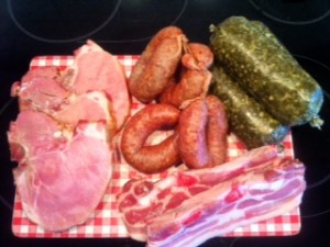 Kasseler, Bauchfleisch, Bregenwürste, Braunkohl