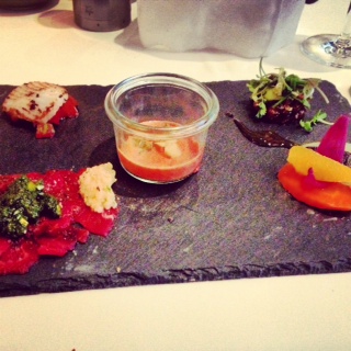 Vorspeisenvariation mit fünf Köstlichkeiten